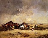Arab Canvas Paintings - Arab Encampment